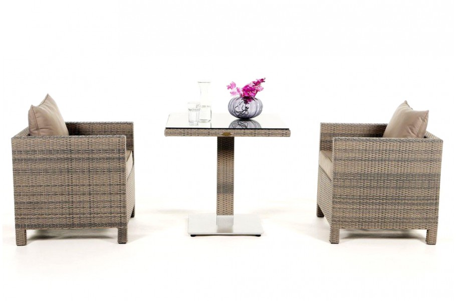 Gartenmöbel: Rattan Tisch Set Balcony, Überzug Sandbraun