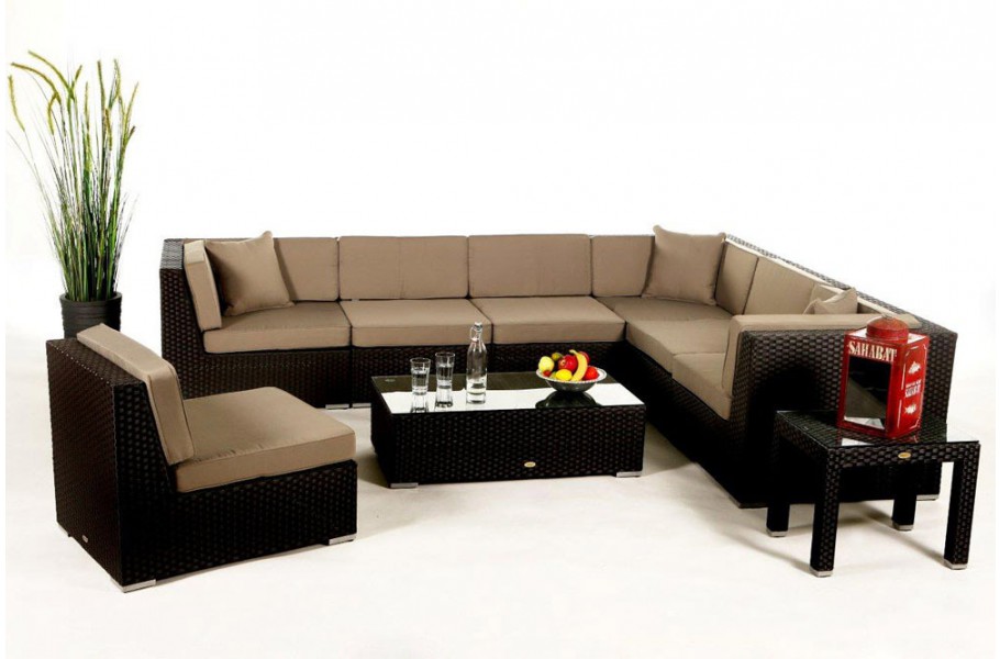 Rattan Gartenmöbel: Überzugsset Sandbraun für Bermuda Lounge