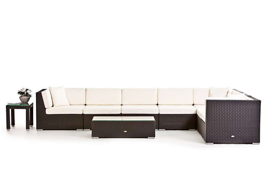  Bermuda Rattan Gartenmöbel Lounge schwarz