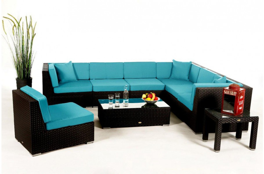 Überzugsset Aqua für Bermuda Rattan Lounge