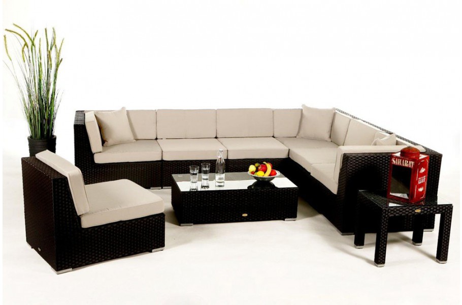 Rattan Gartenmöbel: Polsterbezug Beige