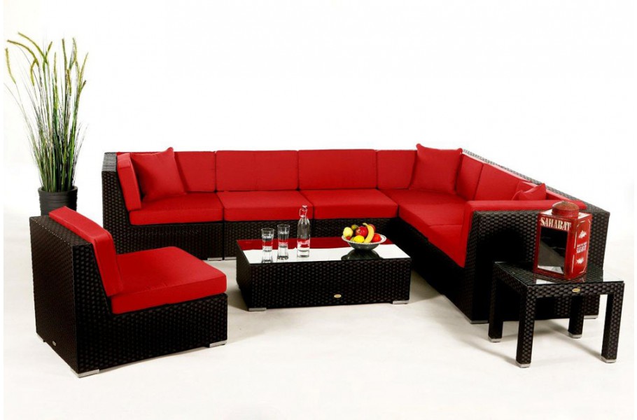Überzugsset Rot für Bermuda Rattan Lounge