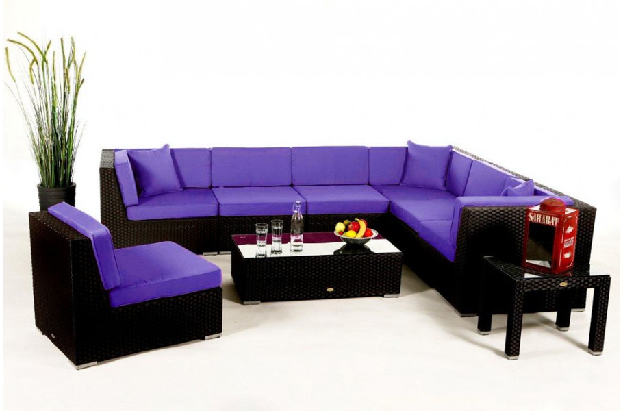 Überzugsset Violett für Bermuda Rattan Lounge