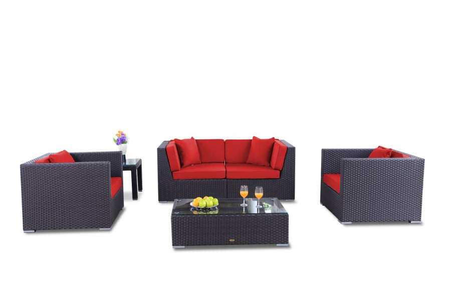 Bilbao Rattan Gartenmöbel, Überzug rot