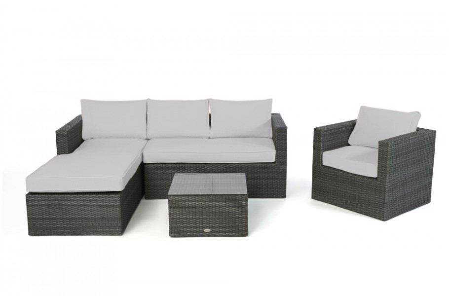 Rattan Lounge Brooklyn rechts, Überzug Grau