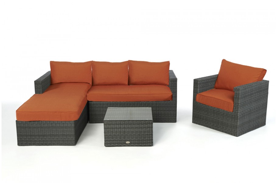 Rattan Lounge Brooklyn rechts, Überzug Orange