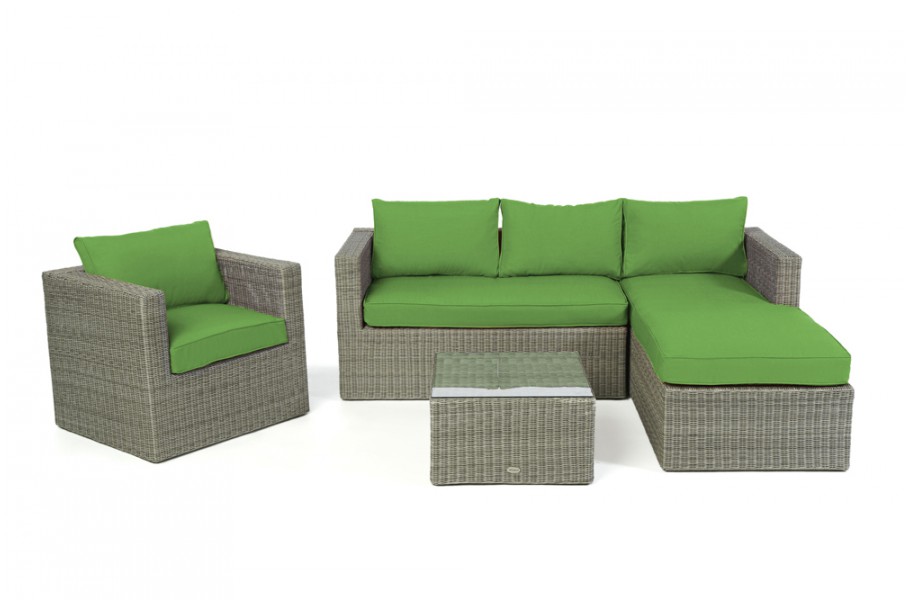 Rattan Lounge Brooklyn Grey round, Überzug Grün
