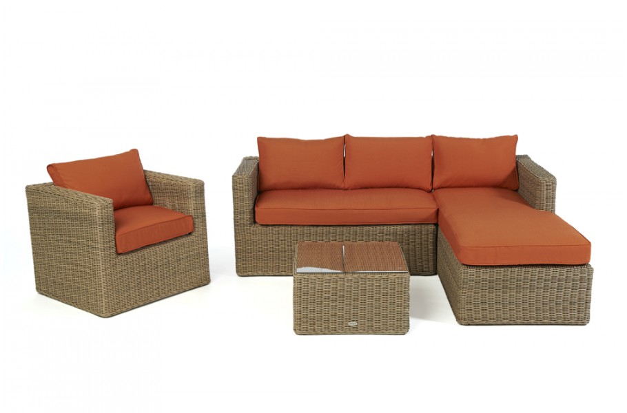 Rattan Lounge Brooklyn Natural round, Überzug Orange