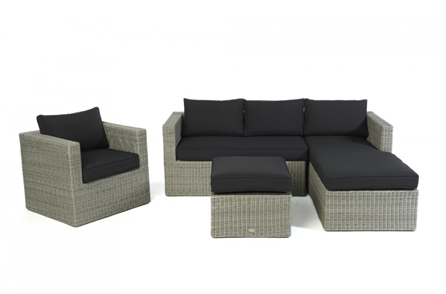Brooklyn Rattan Lounge Grey round, Polster für Coffee Table