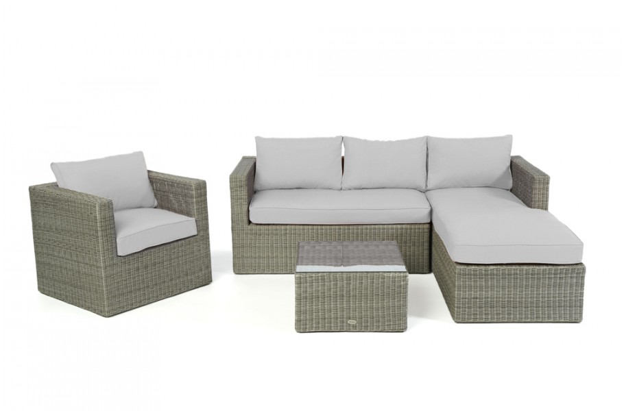 Rattan Lounge Brooklyn Grey round, Überzug Grau