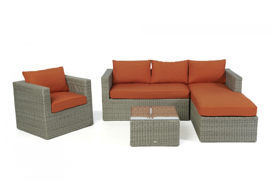 Rattan Lounge Brooklyn Grey round, Überzug Orange