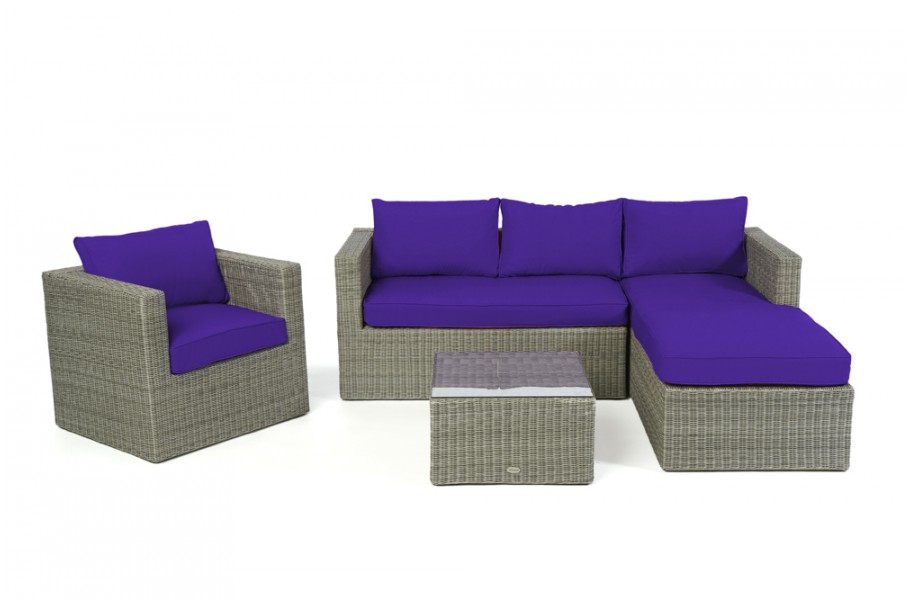Rattan Lounge Brooklyn Grey round, Überzug Violett