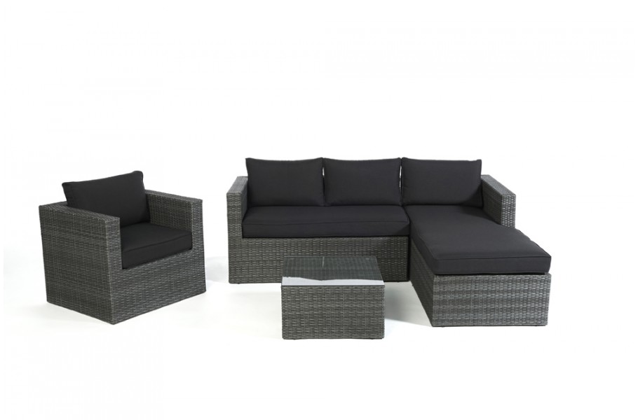 Rattan Lounge Brooklyn, Überzug Schwarz