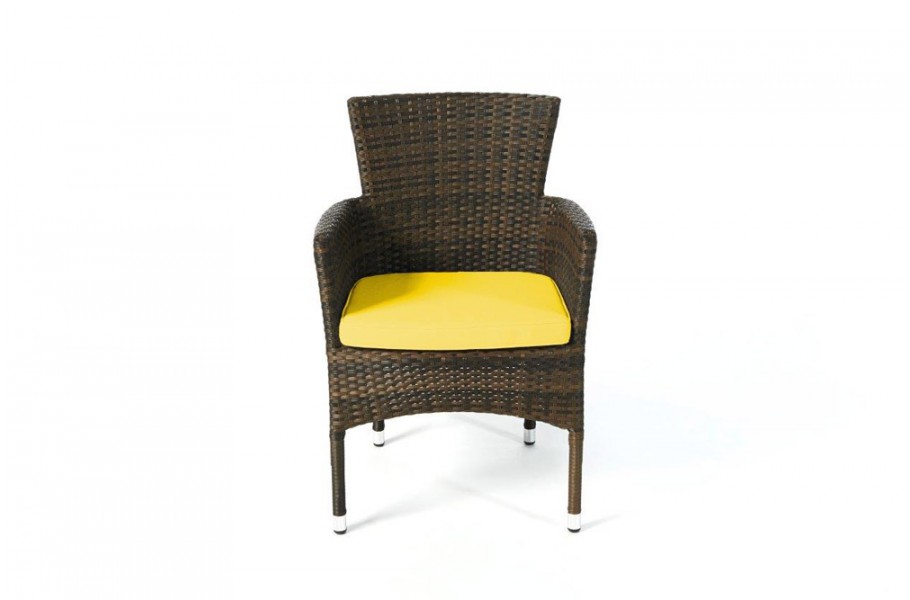 Rattan Stuhl California Polsterbezug Gelb