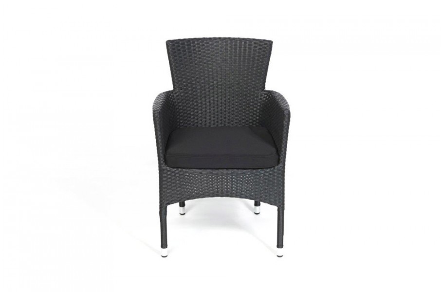 Rattan Stuhl California Polsterbezug Schwarz
