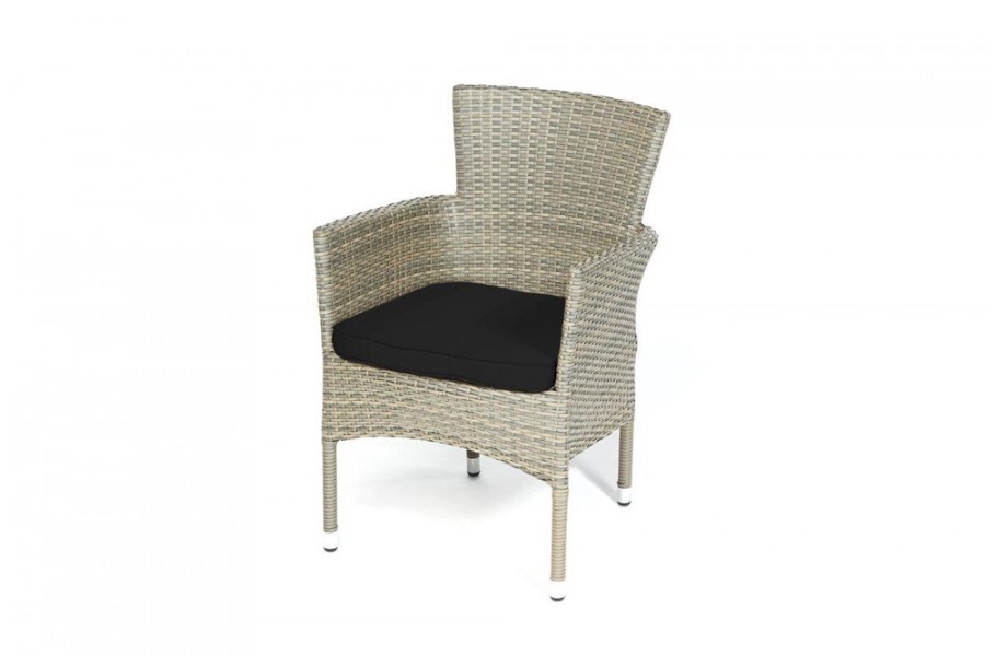Rattan Stuhl California Dolphin Grey Polsterbezug Schwarz