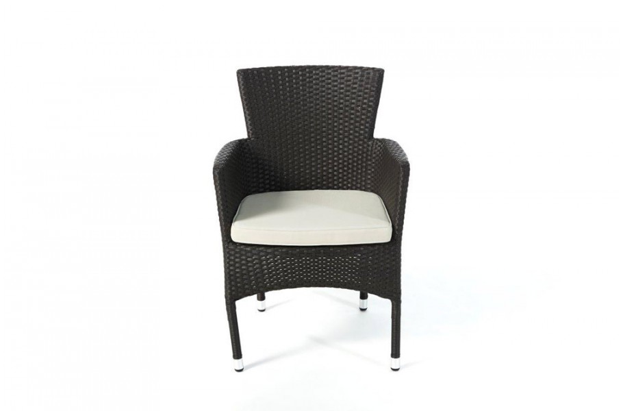 Rattan Stuhl California Dark Braun Polsterbezug Beige