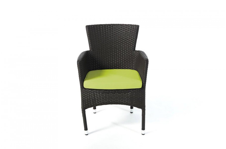 Rattan Stuhl California Dark Braun Polsterbezug Grün