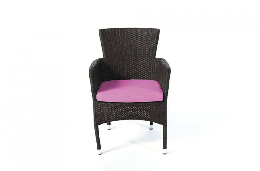 Rattan Stuhl California Dark Braun Polsterbezug Lila