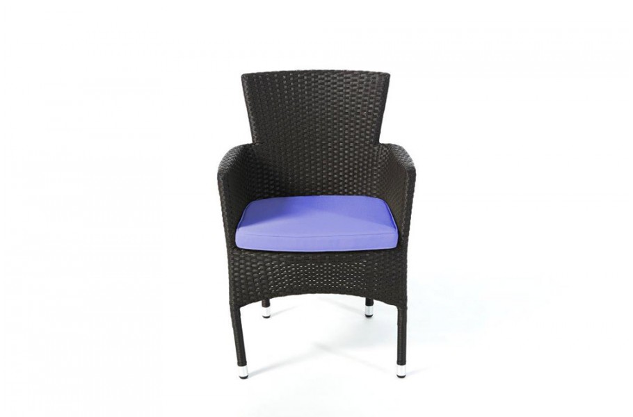 Rattan Stuhl California Dark Braun Polsterbezug Violett