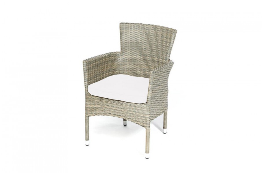 Rattan Stuhl California Dolphin Grey Polsterbezug Beige