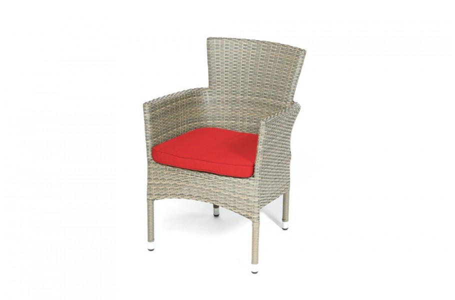 Rattan Stuhl California Dolphin Grey Polsterbezug Rot