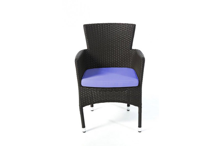 California Rattan Gartenstuhl Dark Braun Übezug Violett