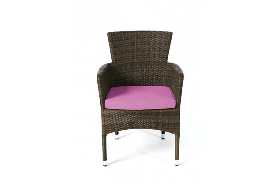 California Rattan Stuhl Mix Braun Überzug Lila