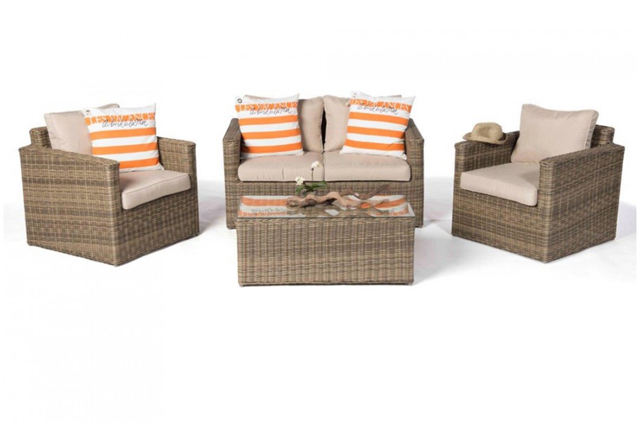 Rattan Gartenmöbel Set Dubai natural round