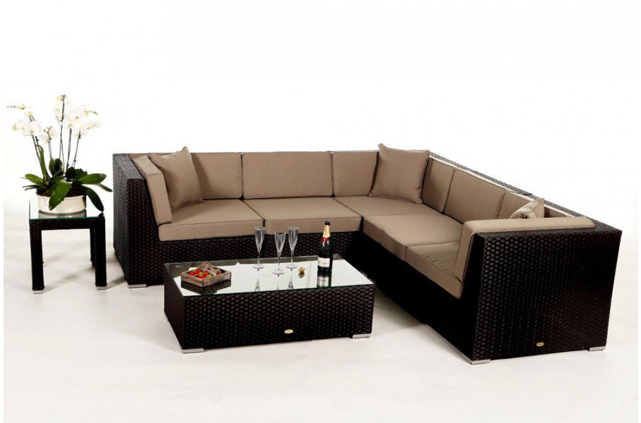 Shangrila Rattan Lounge: Überzugsset Sandbraun