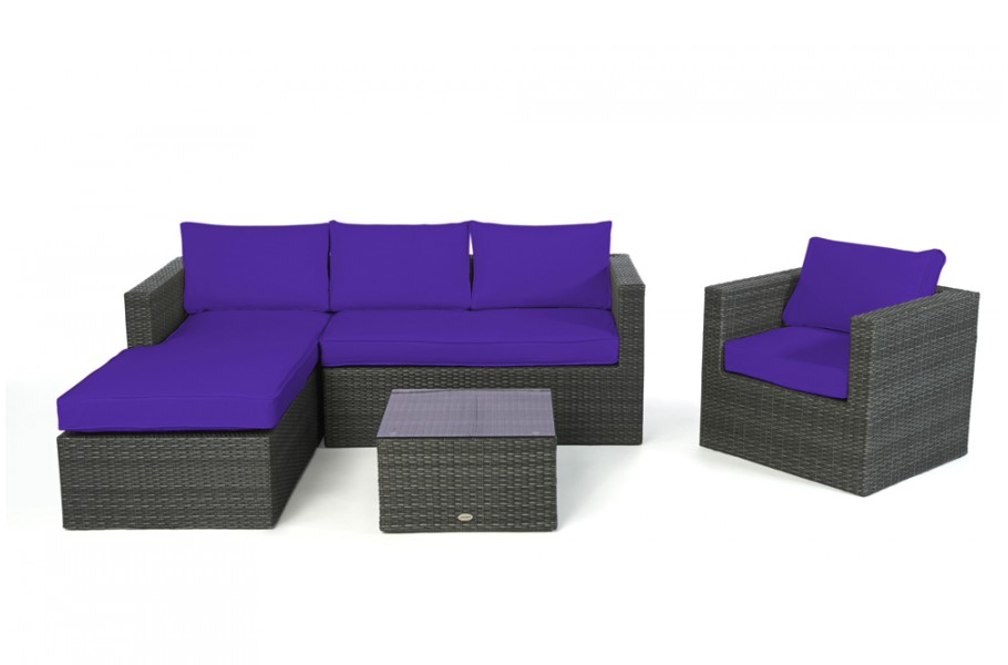 Rattan Lounge Brooklyn rechts, Überzug Violett