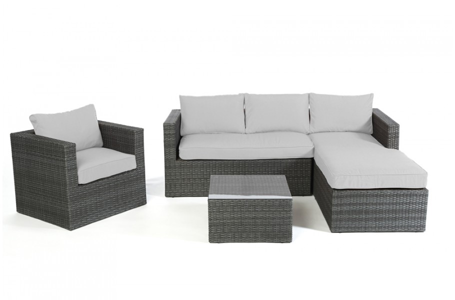 Rattan Lounge Brooklyn, Überzug Grau