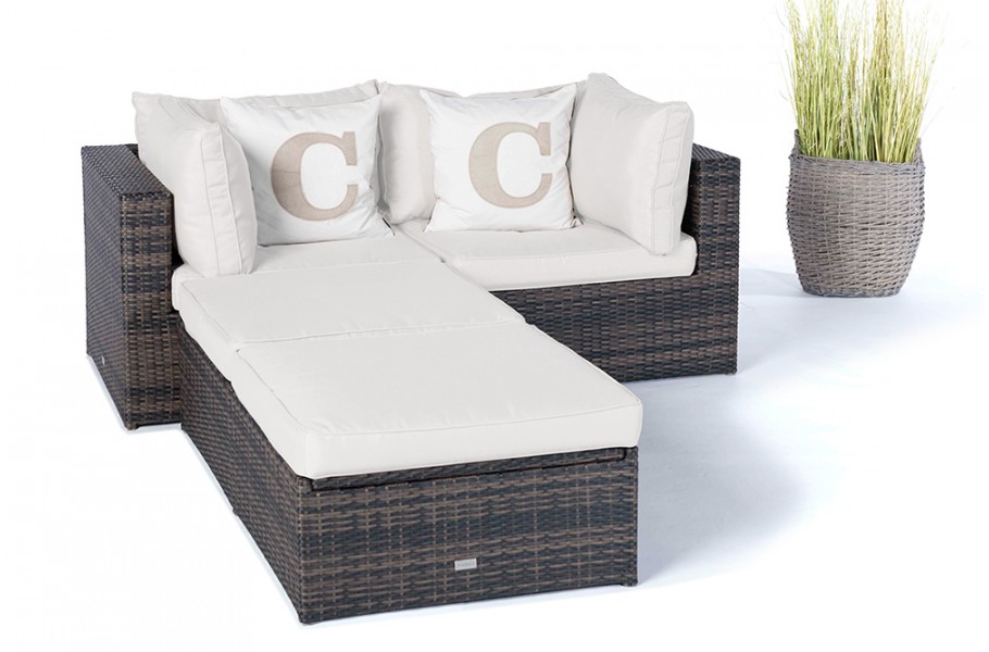 Rattan Gartenmöbel Panda, Lounge Überzug beige