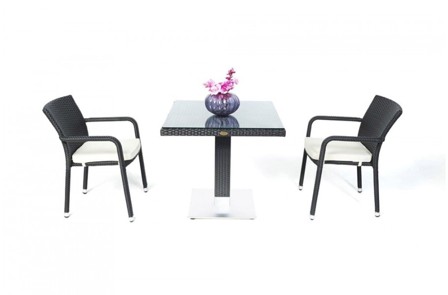 Rattan Gartentisch Set Balcony mit Orlando Stühlen