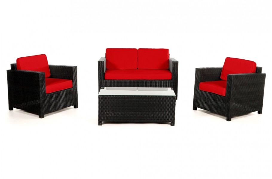 Rattan Lounge Luxury Überzug Rot