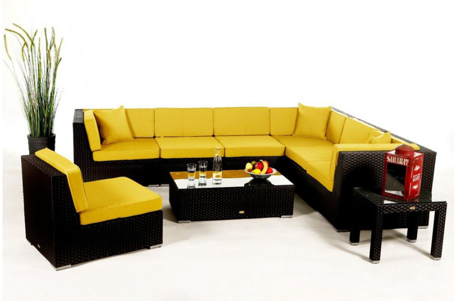 Rattan Gartenmöbel: Überzugsset Gelb für Bermuda Lounge