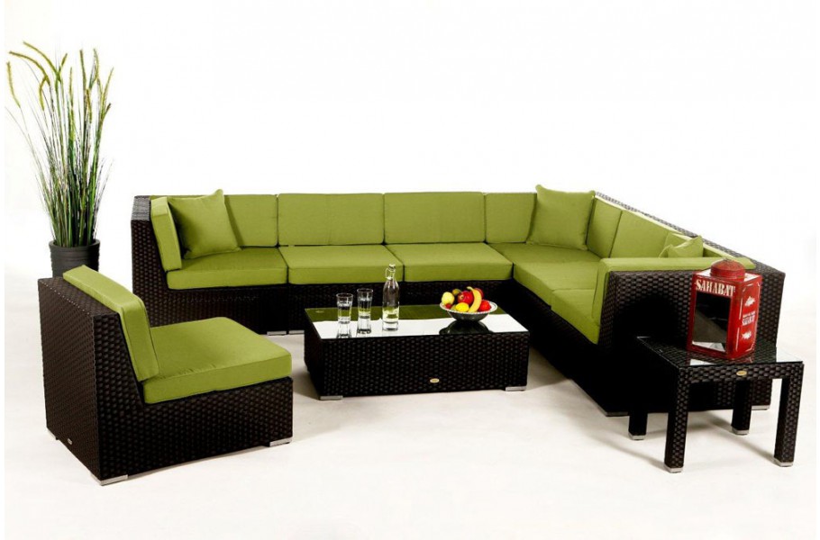 Rattan Gartenmöbel: Polsterbezug Grün für Bermuda Lounge