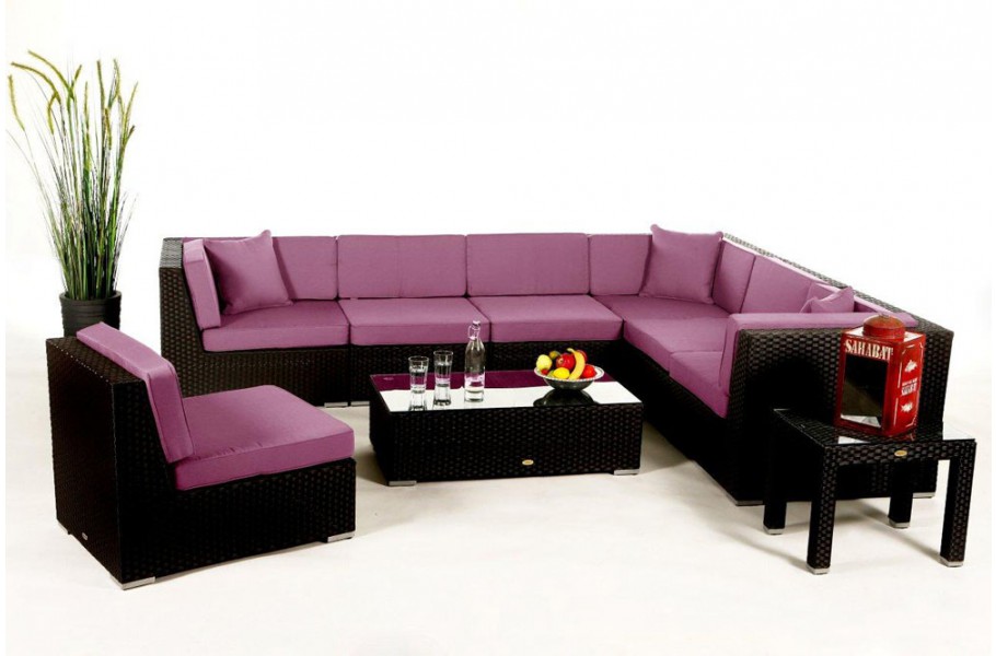 Rattan Gartenmöbel: Polsterbezug Lila für Bermuda Lounge