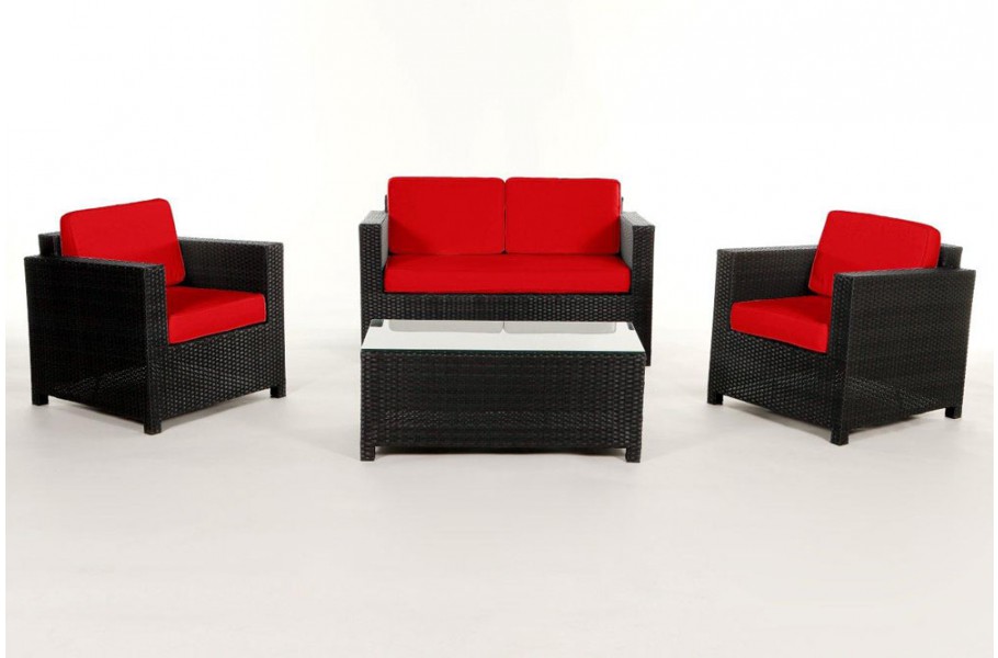 Rattan Gartenmöbel: Überzugsset Rot für Luxury Lounge