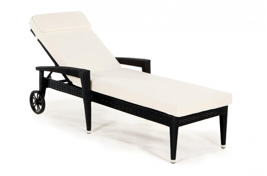 Gartenmöbel: Rattan Liege, Sonnenliege Florenz Schwarz