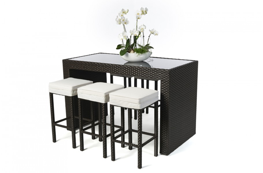 Rattan Gartenmöbel Bar Black Glass Braun