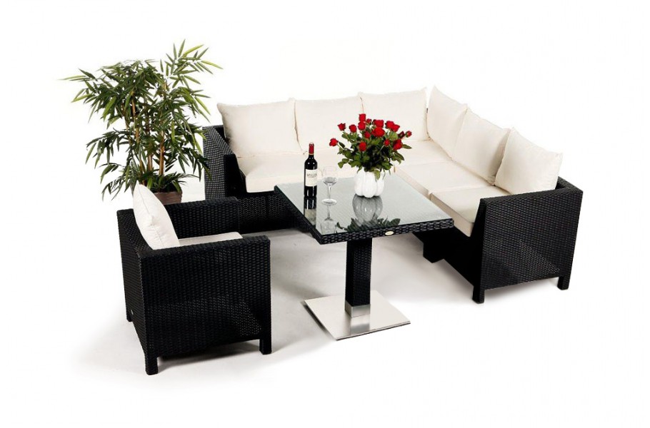 Gartenmöbel Eckbank Dining Pandora schwarz