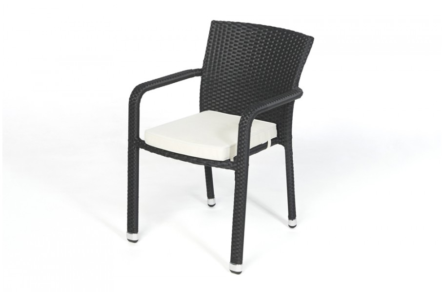 Gartenmoebel: Rattan Stuhl Orlando Polsterbezug Beige