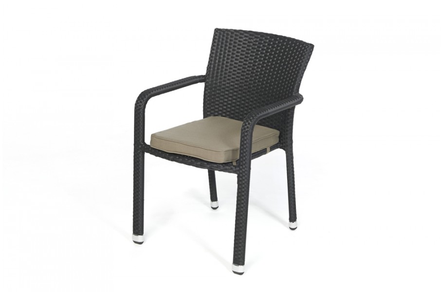 Gartenmoebel: Rattan Stuhl Orlando Polsterbezug Sandbraun