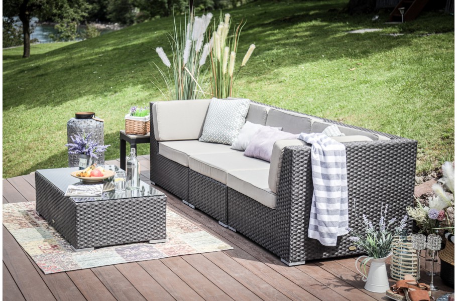 Gartensofa Rattan Geflecht braun