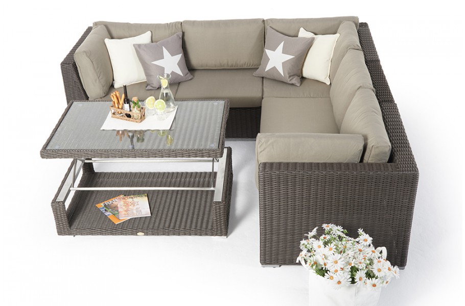 grosse rattan lounge dicke polster elsa braun