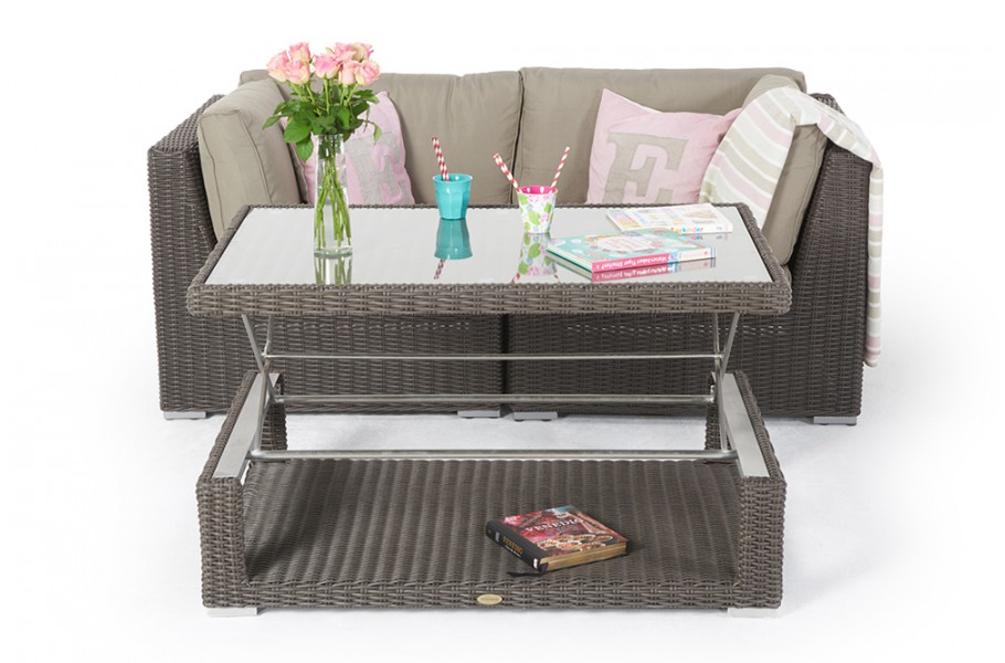 kleine rattan lounge brandy braun tisch verstellbar
