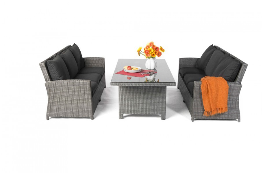 Lea Rattan Lounge Dining Tisch Set mix grau