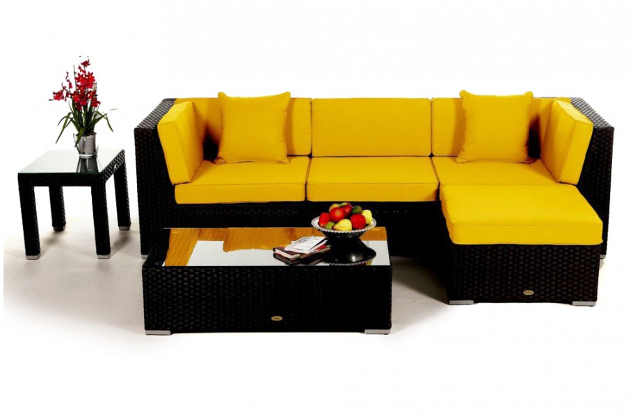 Leonardo Rattan Lounge Überzug Gelb