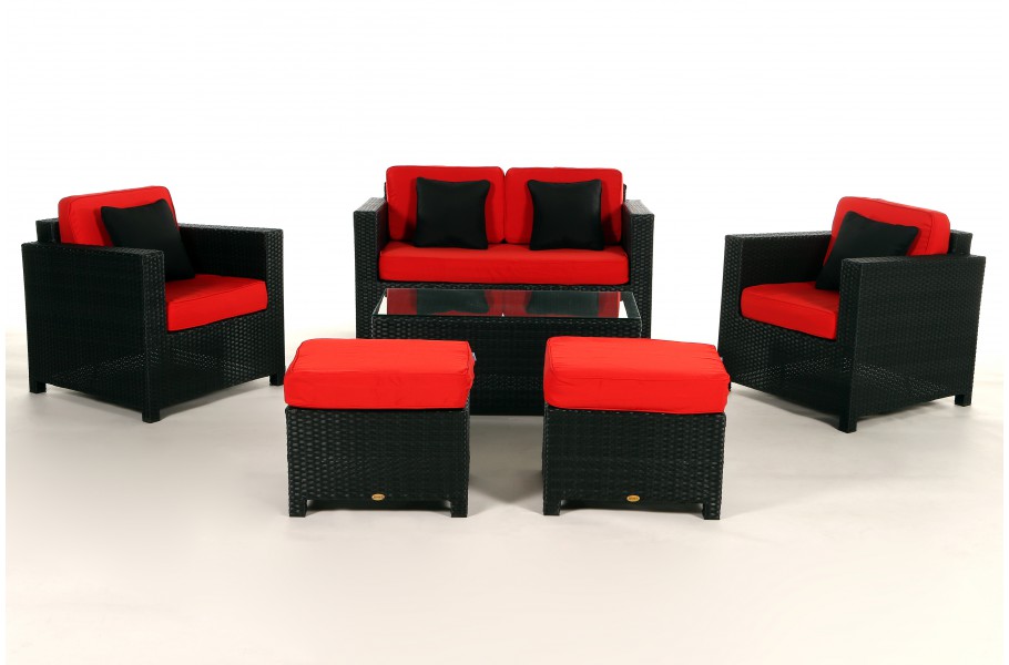 Rattan Gartenmöbel: Überzugsset Rot für Luxury Deluxe Lounge
